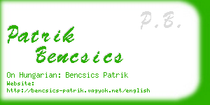 patrik bencsics business card